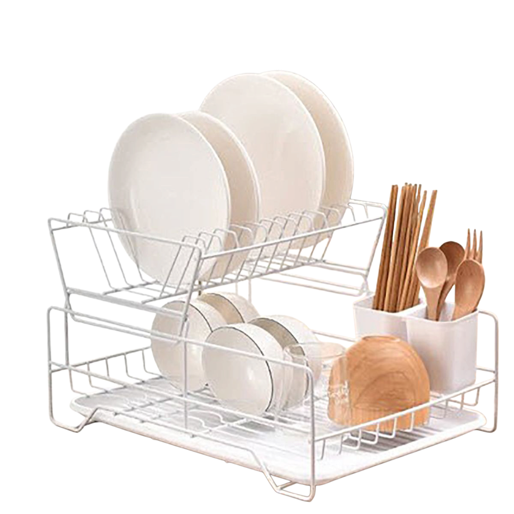 Organizador metalico escurridor sobre mesada 2 pisos Blanco