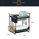 Organizador metalico madera escurridor sobre mesada 2 pisos Negro