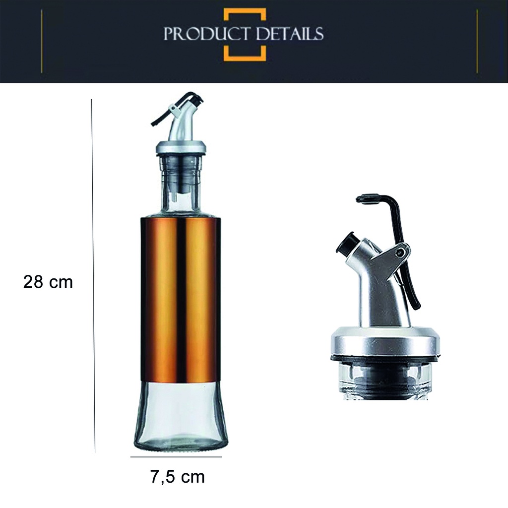 Aceitera vinagrera vidrio Acero 500ML Dorado