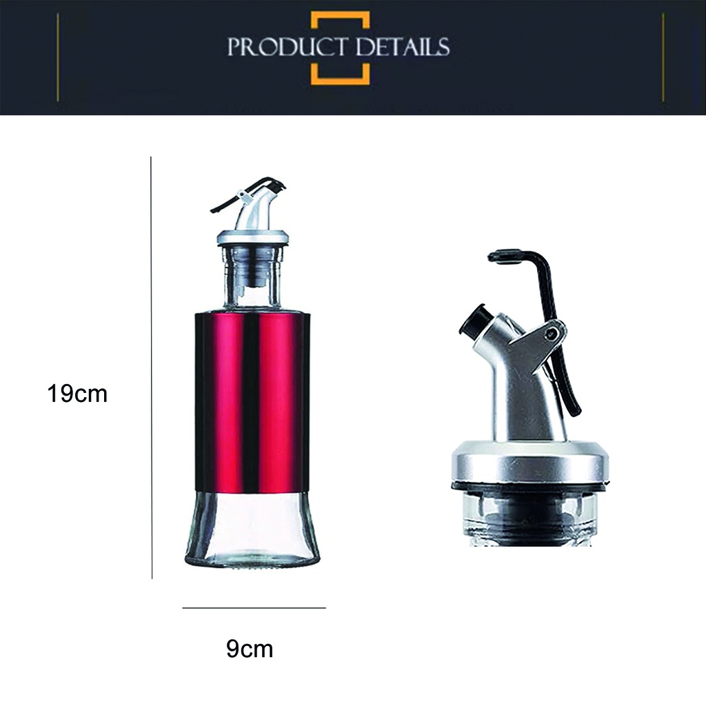 Aceitera vinagrera vidrio acero 250ML Rojo