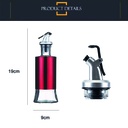 Aceitera vinagrera vidrio acero 250ML Rojo