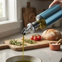 Aceitera vinagrera vidrio acero 350ML azul