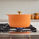 Olla de porcelana con tapa de vidrio 26cm diametro Naranja