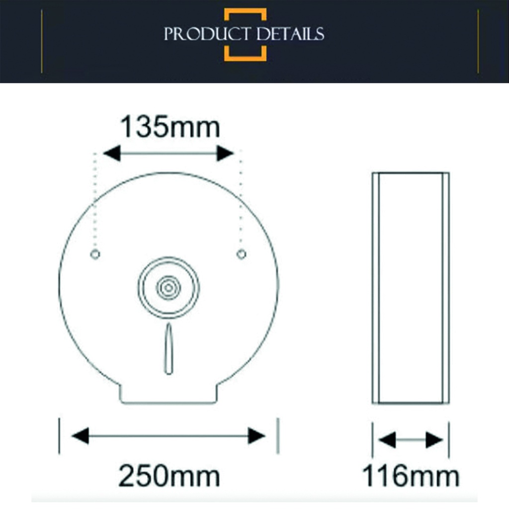 Dispensador metalico de papel higienico 500M Dorado