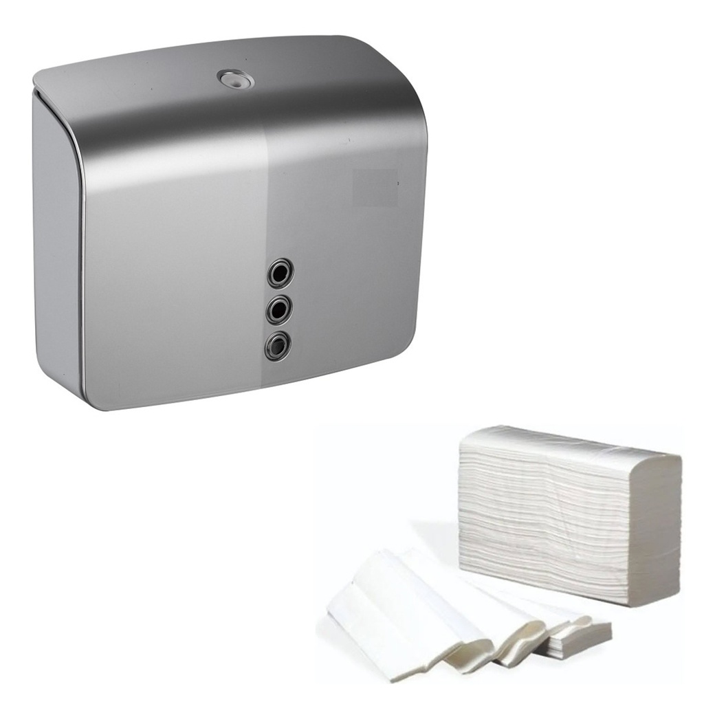 Dispensador de papel + dispensador de toalla Plateado