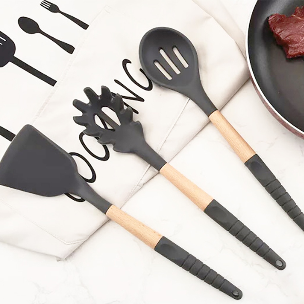 Utensilios madera silicona 8 piezas