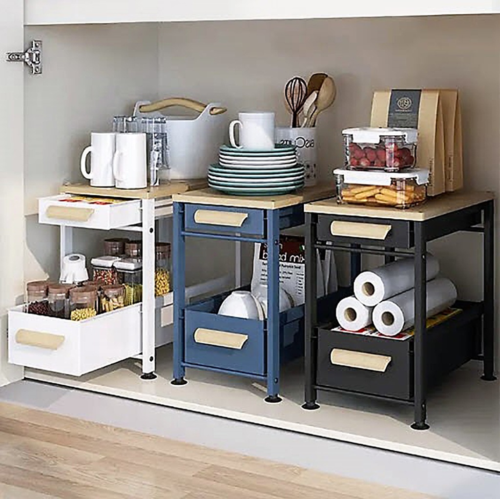 Organizador con cajon para cocina Negro