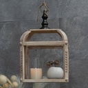 Fanal madera rustico con porta vela en vidrio
