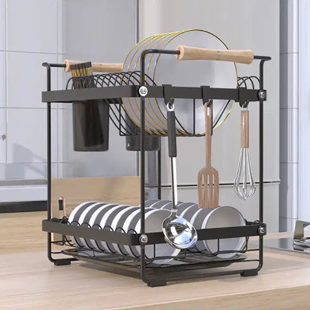 Organizador escurridor sobre mesada 2 niveles Negro