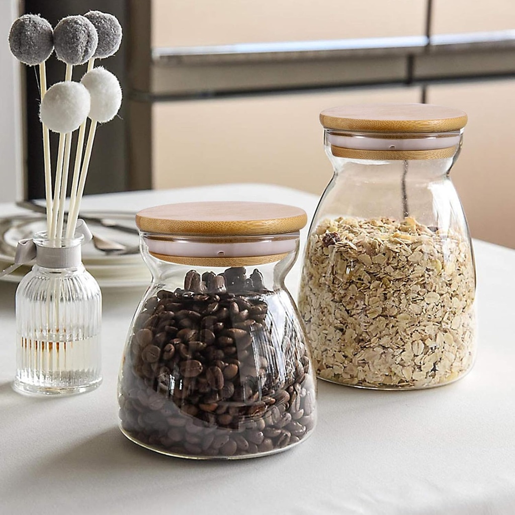 Contenedor de alimentos vidrio tapa bambu