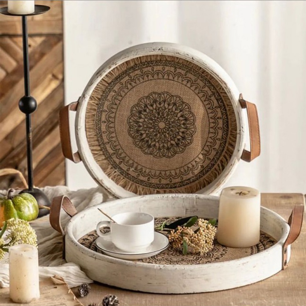 Bandeja madera redonda Set x 2