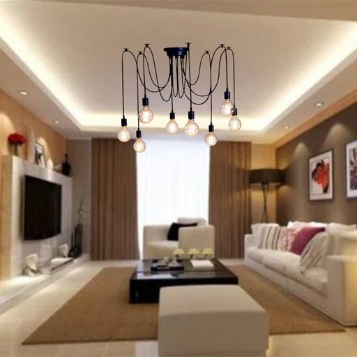 [DT5071] Luminaria colgante de techo 8 luces Cognac