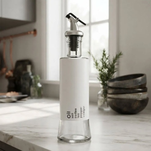 [DT2021B] Botella aceitera vidrio 350ml Blanco