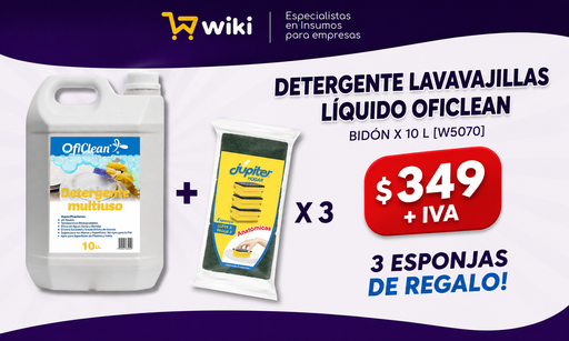 [W0890] PROMO WEB 4  - Bidon 10L Detergente W5070 + paq x3 esponjas Júpiter DE REGALO!