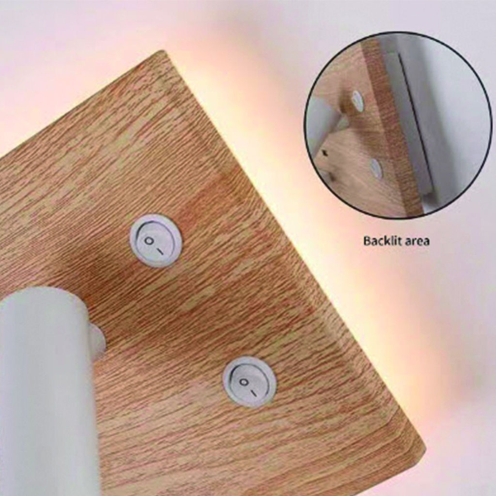 Luminaria lampara de pared led con cargador Izquierda/Derecha Madera