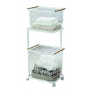 Cesto ropa doble desmontable con ruedas Blanco