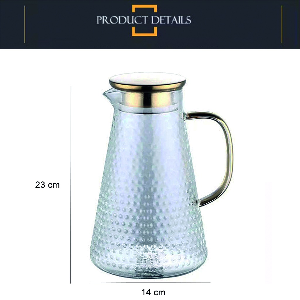 Jarra de vidrio de borosilicato cónica 1800ML labrada