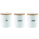 Frasco Contenedor alimentos ceramica tapa bambú hermético Set x 3