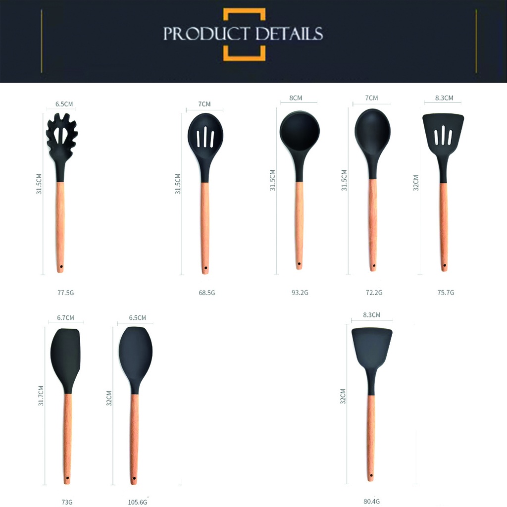 Utensilios madera silicona 8 piezas