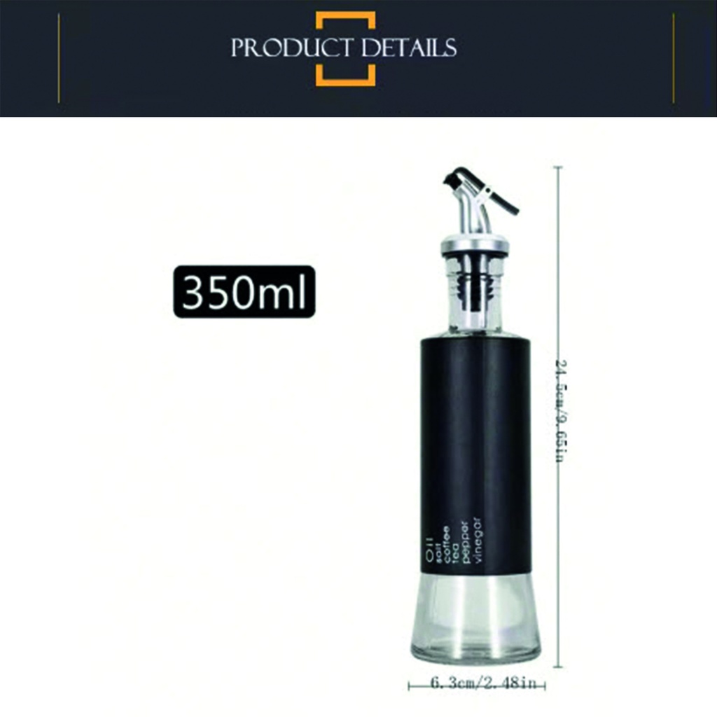 Aceitera vinagrera vidrio acero 350ML Negro