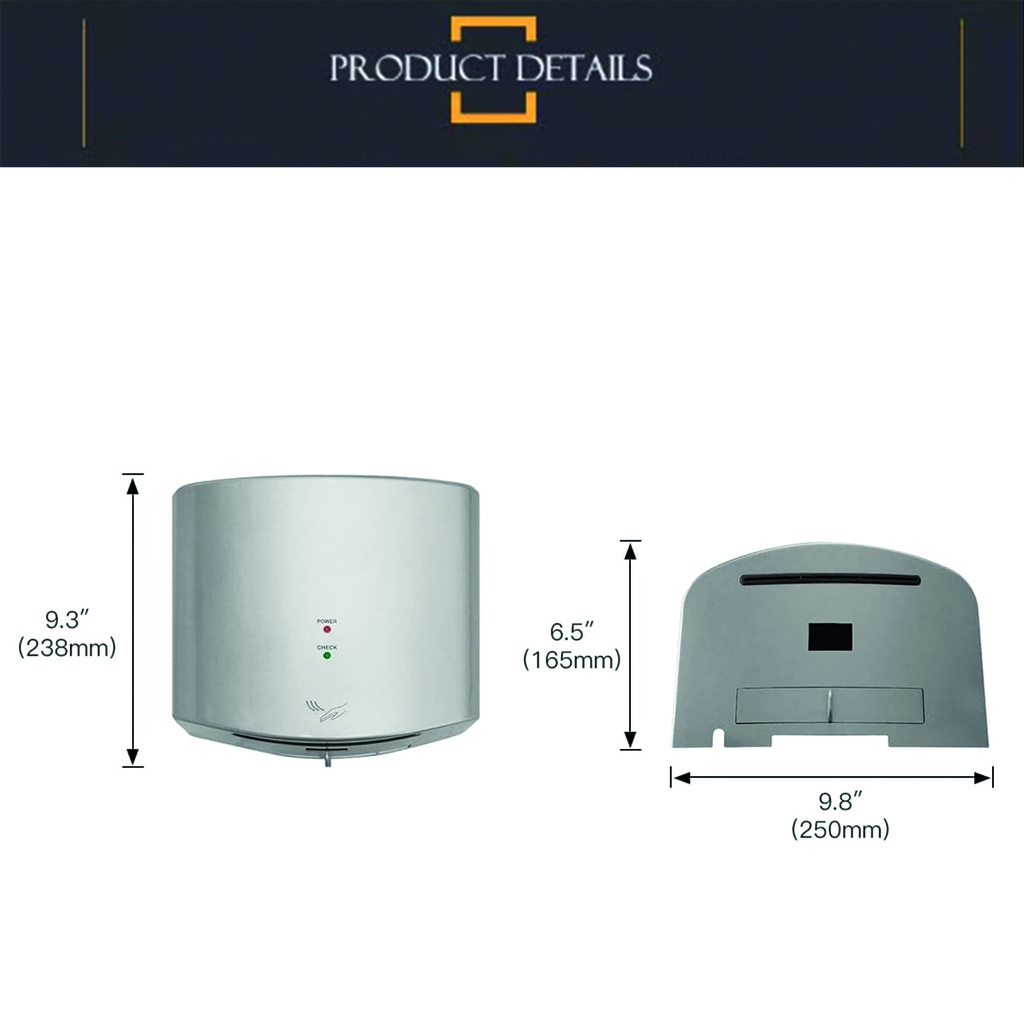 Seca manos ABS Jet Con Sensor 1650w Automático Gris