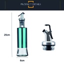 Aceitera vinagrera vidrio acero 350ML azul