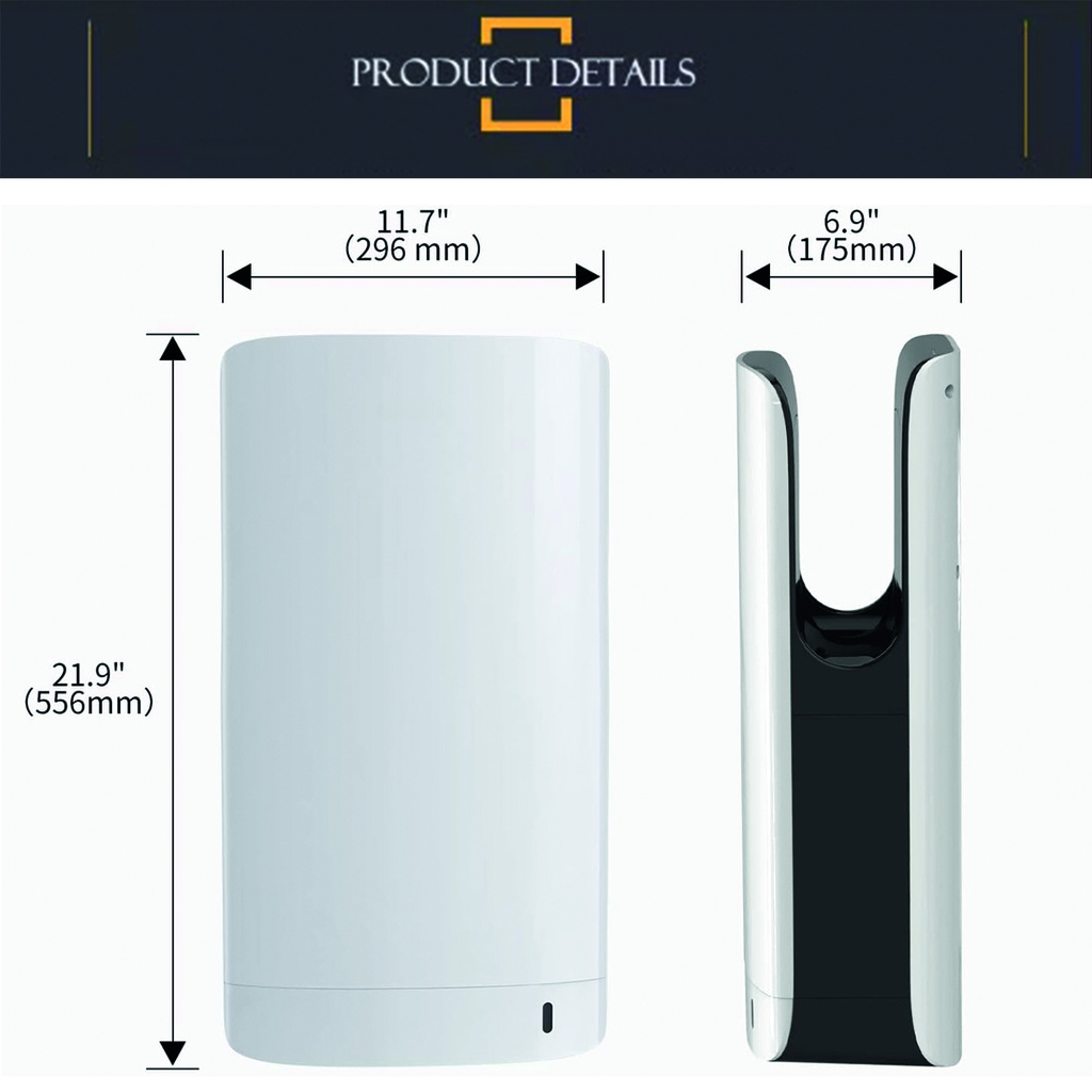 Seca manos vertical slim alto rendimiento 1750w Blanco