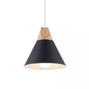 Luminaria colgante techo nordico metal madera Negro