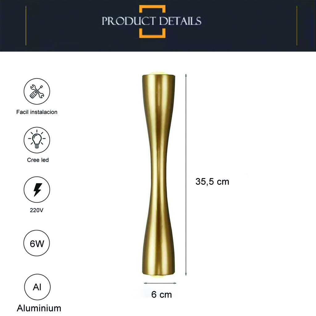 Luminaria Aplique de pared exterior interior Grande Negro