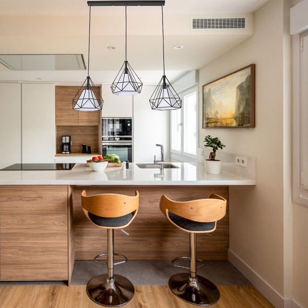 Luminaria colgante hierro triple