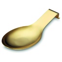 Reposa espumadera cucharon sobre mesada metálica Dorado