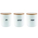 [DT2245] Set contenedor alimentos ceramica tapa bambú con visor Blanco
