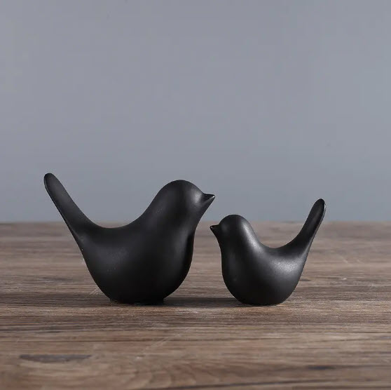 Pájaro ceramica adorno set x2