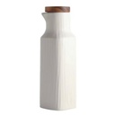 Aceitera cerámica tapa bambú 200ML Blanco