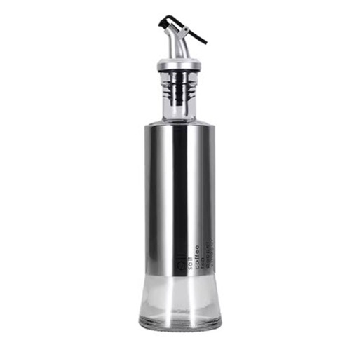 [DT2021P] Aceitera vinagrera vidrio acero 350ML Plateada