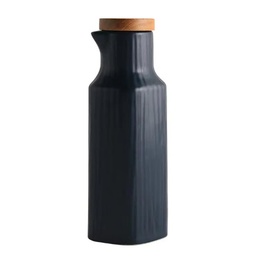 [DT2193N] Aceitera cerámica tapa bambú 200ML Negro