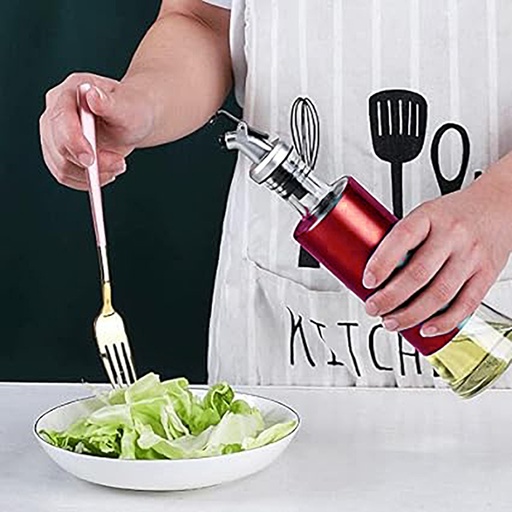 [DT2208R] Botella aceitera vidrio 500ml Rojo