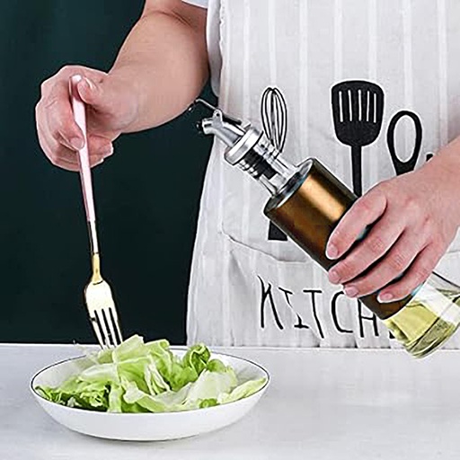 [DT2208D] Botella aceitera vidrio 500ml Dorado