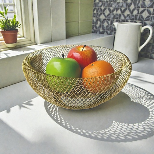 [DT5093DO] Frutera metalica doble pared Dorado oscuro