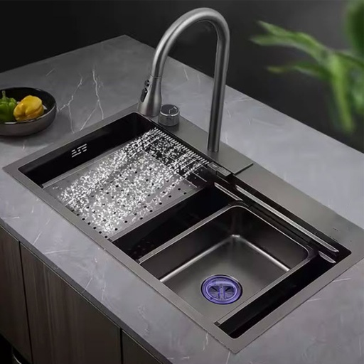 [DT2330] Bacha de cocina completa 68cm Negro