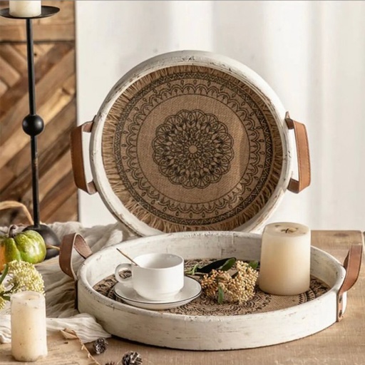 [DT9037C] Bandeja madera redonda Set x 2